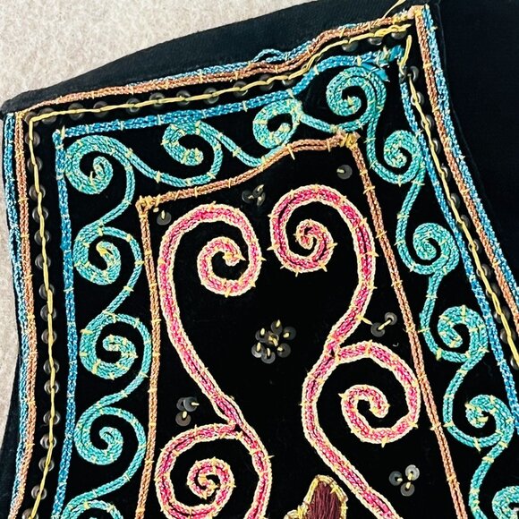 Vtg Rico International Vest Sequined Elephant Boho Womens M/L Festival Beaded - Picture 7 of 13